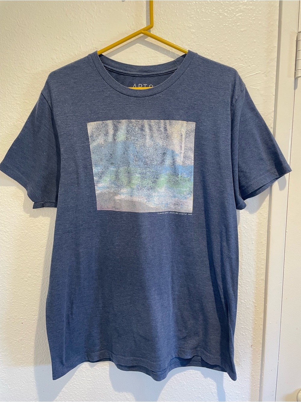 APT.9 Claude Monet Graphic Art T-Shirt Blue Short Sleeve Crew Neck Men's L